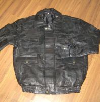 Genuine leather bomber jacket