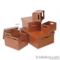 Faux leather storage boxes