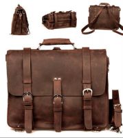 Men Large 17" Genuine Saddle Leather Messenger Bags Briefcase Laptop Backpack