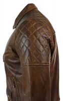 Mens Vintage Distressed Brown Real Leather Biker Jacket Cross Zip Retro All Size