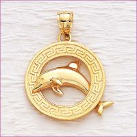 dolphin charm, greek key frame