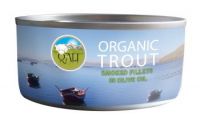 Canned Smoked organic trout in organic olive oil