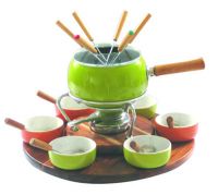 enamel fondue set