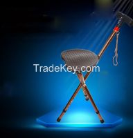 Retractable Electronic LED and Radio Walking Stick Seat
