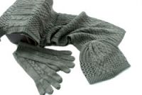 knitted scarf, glove and hat