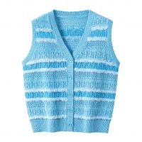 2026 Lady's Woollen Waistcoats Striped hollowing out