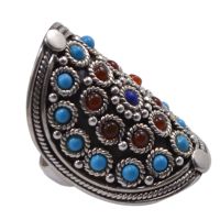 Turquoise, Lapis Lazuli & Carnelian Gemstone 925 Sterling Silver Ring Sz 7.25 PG-102990