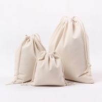 Canvas Storage Bag Natural Color Gift Bag Drawstring Bag Cotton Fabric Pouches