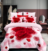 Home Textile 3D Digital Printed Flower Bed Linen SetPolyester Cotton Floral Duvet Cover Set Wedding Bedding Set