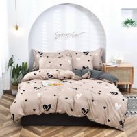 Wholesale 4 pieces 100% brushed polyester microfiber bedding set duvet cover set with nice heart printing