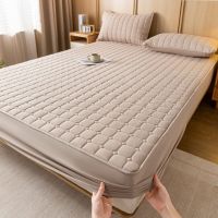 Thick and soft 100% polyester quilted fitted sheet with pillow case set