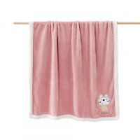 Reversible Double Sided Sherpa Baby Blanket with Embroidery Plush Fleece Blanket