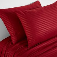 Hotel 100% polyester satin stripe flat sheet set, sheet and pillow case set