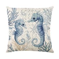 Printed Ocean  Throw Pillow Included Printed Coastal Beach Theme Cushion Decorative Pillow Set Bedroom Cushion Throw Pillow Covers And Inserts