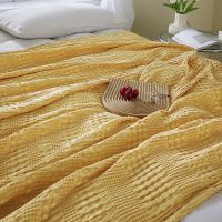 Bamboo fiber and Cotton waffle blanket Breathable Waffle Cotton Knit Blanket Sofa Throw for Home Use Solid Color Sofa Blanket