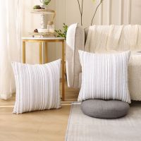 Farmhouse Throw Pillow Covers Summer Teal Striped Modern Neutral Decorative Cushion Covers