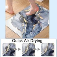 Diatomaceous Earth Bath Mat Gold Marble Super Absorbent Fast Drying Non-Slip Diatom Mud Floor Mat Custom