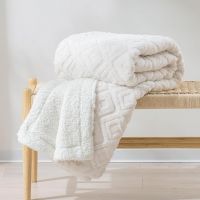 Jacquard Boho Sherpa Fleece Throw Blanket Super Soft Cozy Fuzzy Plush Blankets for Winter Reversible Thick Warm Blanket for Bed