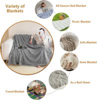 Twin Fleece Blanket for Couch Super Soft Cozy Throw Blankets for Girls Women 3D Striped Lightweight Plush Throw Bed Blanket