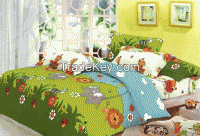 Kids duvet cover set - green zoo