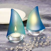 Glass candle holder-boat