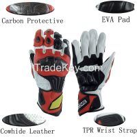 Motorcycle steel drop resistance racing riding Leather Cycling Bicycle gloves