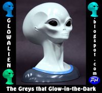 Glowing Grey Alien Sculpture