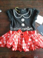 100% cotton baby dresses Minnie Mouse black and red dotted rompers pretty skirt baby girl layette