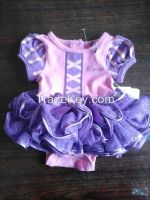100% cotton baby dresses Rapunzel rompers pretty baby girl layette