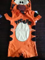 100% cotton baby boy's rompers pretty  boy's layette Tigger romper with bowtie/appliqued embroidery and hat