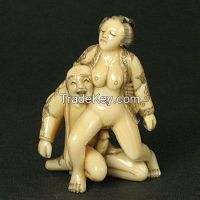 Hippo ivory handcrafted Erotic and Figurine Netsuke