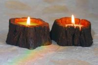 wood trunk candle holder