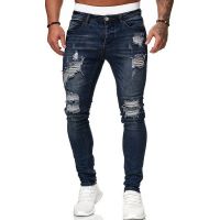 Wholeslae best design Factory Designers Pantalones Blue Jeans Mens Ripped Skinny Stretch Denim jeans