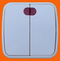 European Standard Surface Mounting 2-gang 1 Way Wall Switch with Neon Light