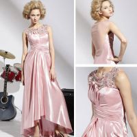 pink color silk wedding gown