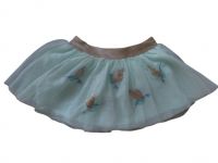 Grils Lovely Skirts with Birds, Two Layers, Outer Mesh and Cotton Lining