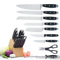 Kitchen Knife Set with Wood Block, POM Handle with Double Steel Cap