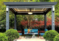 Modern Luxury Aluminum Waterproof Outdoor Pergola with Bright Light garden Pergola