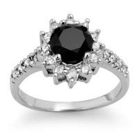 2.00 CT BLACK & WHITE DIAMOND CLUSTER ENGAGEMENT RING 9KW GOLD