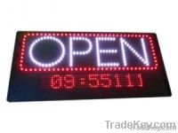 open sign led moving sign with colock