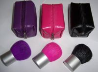 Purple Pink Black Goat Hair Kabuki Silver Ferrule