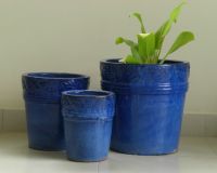 Glazed pottery in set of 3