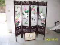 Chinse handy needled embroidery with hard-wood frame screen