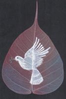 Handmade Painting on the Vein of a Peepal Leaf