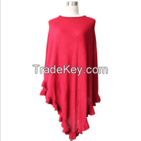 Top Selling 100% Acrylic  Hollow Knitted Ruffle Shawl