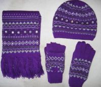Girlsâ Knit Hat/Scarf/Glove