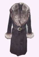 rabbit fur coat with silver fox fur collar