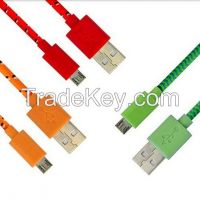  USB 3.5mm stereo Colorful Braided Fabric Coated Aux Cable audio cable Male to Male for car iPhone MP3 MP4
