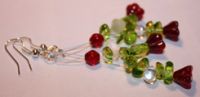 Earrings green tree with bells