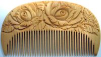 Carved boxwood comb -Rose-